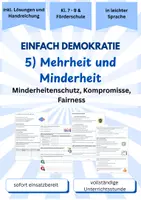 Vorschau - Stundenentwürfe - Mehrheit und Minderheit - Einfach Demokratie (Teil 5) – Arbeitsblätter in Leichter Sprache für Förderschule Sekundarstufe (Klasse 7–9) - Deckblatt