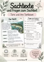 Vorschau - Arbeitsblätter - Sachtexte zu Tieren und Fragen dazu🐾 - Deckblatt