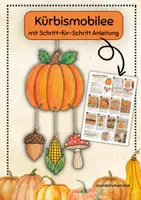 Vorschau - Mal- und Bastelvorlagen - Buntes Kürbismobilee mit Anleitung - Deckblatt