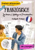Vorschau - Arbeitsblätter - Anfangsunterricht Französisch | Les Loisirs | Hobbys & Freizeit | Französisch 7. Klasse | 1. Lernjahr | dreifach differenziert | Wortschatz mit Lösungen 🇫🇷 - Deckblatt