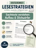 Vorschau - Stundenentwürfe - Lesekompetenz 5/6 – Sachtexte verstehen: Aufbau & Stichwörter - Deckblatt