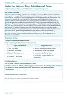 Vorschau - Arbeitsblätter - Arbeitsblatt Religion Klasse 6 – Jüdisches Leben: Tora, Schabbat und Feste - Deckblatt
