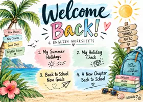 Vorschau - Arbeitsblätter - WELCOME BACK! – My holidays & a new school year 🌴 - Deckblatt