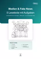 Vorschau - Arbeitsblätter - Medien & Fake News | Leseverständnis Klasse 4 | 5 Lesetexte mit Aufgaben - Deckblatt