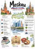 Vorschau - Arbeitsblätter - Lernplakat + Arbeitsblätter "Moskau" + Lösung & MP3 + Infografik - Deckblatt