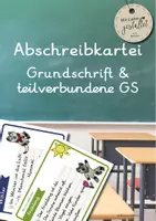 Vorschau - Aufgabenkarten - Abschreibkartei Grundschrift & teilverbundene Grundschrift + Wimmelbild - Deckblatt