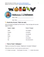 Aperçu - Feuilles d'exercices - Halloween - Bilingue - Français-anglais - Mme Danielle - Page de couverture