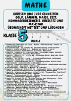Vorschau - Arbeitsblätter - Größen und ihre Einheiten Geld, Längen, Masse, Zeit, Kommaschreibweise, Dreisatz und Maßstab Übungsheft mit Test und Lösungen Klasse 5 - Deckblatt