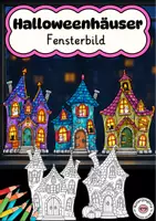 Vorschau - Mal- und Bastelvorlagen - Halloween Fenstebild Halloweenhäuser Gruselhäuser Spukstadt - Deckblatt