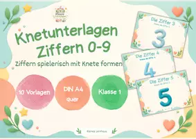 Vorschau - Bildkarten - Knetunterlagen Ziffern 0-9 - Mathematik für Klasse 1 - Deckblatt