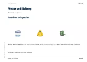 Vorschau - Unterrichtsreihen - Wetter und Kleidung DaZ | Wortschatz Vorkurs & Klasse 1 | Auswählen und sprechen - Seite 1