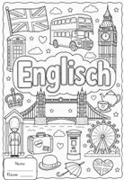 Vorschau - Mal- und Bastelvorlagen - Englisch Ausmalbild als Heftumschlag / Deckblatt - Deckblatt