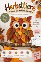 Vorschau - Mal- und Bastelvorlagen - Herbsttiere mit echten Blättern, Kunstprojekt mit Naturmaterialien | Klasse 2–4 - Deckblatt