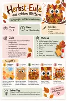 Vorschau - Mal- und Bastelvorlagen - Herbsttiere mit echten Blättern, Kunstprojekt mit Naturmaterialien | Klasse 2–4 - Seite 1
