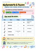 Vorschau - Arbeitsblätter - Notenwerte & Pausen – differenziertes Arbeitsmaterial Rhythmus Klasse 5/6 (3 Niveaustufen) - Seite 1