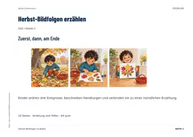 Vorschau - Unterrichtsreihen - Herbst Bildergeschichte DaZ Klasse 1 | Bildfolgen erzählen | Sprechen und Erzählen - Seite 1