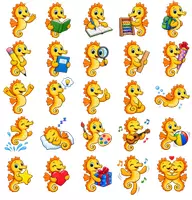 Vorschau - selbst erstellte Cliparts/Grafiken - 50 Cliparts Klassentier Seepferdchen - Seepferdchen - Seite 1