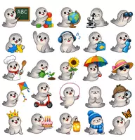 Vorschau - selbst erstellte Cliparts/Grafiken - 50 Cliparts Seehundklasse - Klassentier Seehund - Deckblatt