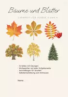 Vorschau - Arbeitsblätter - Bäume und Blätter Lernheft / Blattformen bestimmen / Laubbaum Nadelbaum | 16 Seiten mit Lösungen Sachunterricht Klasse 3 4 - Deckblatt