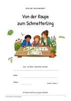 Vorschau - Arbeitsblätter - Von der Raupe zum Schmetterling: Deutsch Klasse 2, Leseheft, Bilder lesen, Wortschatz, Geschichten schreiben, Arbeitsblätter mit Lösungen - Seite 1