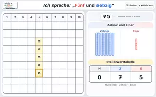 Vorschau - Präsentationen/Tafelbilder - 🔢 Interaktive Hundertertafel bis 100 | Smartboard & Touch | Zehner, Einer & Stellenwerttafel - Seite 1