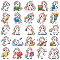 Vorschau - selbst erstellte Cliparts/Grafiken - 50 Cliparts Einhornklasse - Klassentier Einhorn - Deckblatt