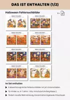 Vorschau - Arbeitsblätter - Halloween Fehlersuchbilder für Kita, Vorschule & Klasse 1 | Suchbild Unterschiede finden 4–7 Jahre | Konzentration & visuelle Wahrnehmung - Seite 1