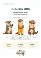 Vorschau - Präsentationen/Tafelbilder - Silben lesen mit den Silben-Ottern – Fantasienamen legen und tauschen | Tafelmaterial für Klasse 1 | L, O, A, M, I - Deckblatt