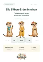 Vorschau - Präsentationen/Tafelbilder - Silben lesen mit den Silben-Erdmännchen – Fantasienamen legen und tauschen | Tafelmaterial für Klasse 1 | L, O, A, M, I - Deckblatt