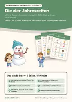 Vorschau - Stundenentwürfe - Die vier Jahreszeiten — Sachunterricht Klasse 1–2: Doppelstunde mit Bildkarten, 4 Arbeitsblättern und Lösungen - Deckblatt