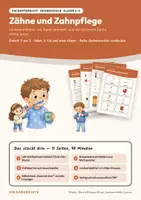 Vorschau - Stundenentwürfe - Zähne und Zahnpflege — Sachunterricht Klasse 2–3: Doppelstunde mit Bildkarten, 4 Arbeitsblättern und Lösungen - Deckblatt