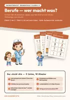 Vorschau - Stundenentwürfe - Berufe — wer macht was? — Sachunterricht Klasse 2–3: Doppelstunde mit Bildkarten, 4 Arbeitsblättern und Lösungen - Deckblatt