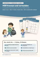 Vorschau - Stundenentwürfe - Müll trennen und vermeiden — Sachunterricht Klasse 3–4: Doppelstunde mit Bildkarten, 4 Arbeitsblättern und Lösungen - Deckblatt