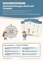 Vorschau - Stundenentwürfe - Himmelsrichtungen, Karte und Kompass — Sachunterricht Klasse 3–4: Doppelstunde mit Bildkarten, 4 Arbeitsblättern und Lösungen - Deckblatt