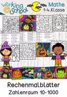 Vorschau - Arbeitsblätter - Rechenmalblätter | Zahlenraum 10-1000 | Halloween | Klasse 1-4 - Deckblatt