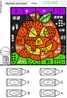 Vorschau - Arbeitsblätter - Rechenmalblätter | Zahlenraum 10-1000 | Halloween | Klasse 1-4 - Seite 3