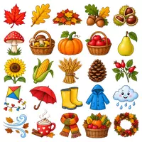 Vorschau - selbst erstellte Cliparts/Grafiken - Materialpaket Cliparts Grundschule - Jahreszeiten (Frühling, Sommer, Herbst, Winter) - Seite 2