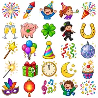 Vorschau - selbst erstellte Cliparts/Grafiken - 50 Cliparts Grundschule - Silvester - Seite 1