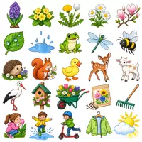 Vorschau - selbst erstellte Cliparts/Grafiken - 50 Cliparts Grundschule - Jahreszeit Frühling - Deckblatt