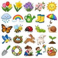 Vorschau - selbst erstellte Cliparts/Grafiken - 50 Cliparts Grundschule - Jahreszeit Frühling - Seite 1