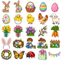 Vorschau - selbst erstellte Cliparts/Grafiken - 50 Cliparts Grundschule - Ostern - Deckblatt