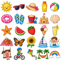 Vorschau - selbst erstellte Cliparts/Grafiken - 50 Cliparts Grundschule - Jahreszeit Sommer - Seite 1