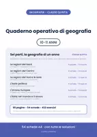 anteprima - Esercizi - 🌍 Quaderno operativo di geografia classe quinta, 54 schede - Pagina di copertina