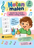 Vorschau - Arbeitsblätter - Noten malen – Schritt für Schritt Noten richtig schreiben - Deckblatt