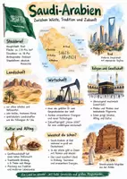 Vorschau - Arbeitsblätter - Lernplakat + Arbeitsblätter "Saudi-Arabien" + Lösung & MP3 + Mindmap + Infografik - Deckblatt