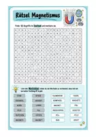 Vorschau - Arbeitsblätter - Rätsel Magnetismus 5. Klasse Suchsel - Deckblatt