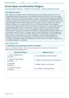 Vorschau - Arbeitsblätter - Arbeitsblatt Religion Klasse 11 – Kirche, Staat und öffentliche Religion - Deckblatt
