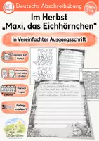 Vorschau - Unterrichtsreihen - Herbst Abschreibübung "Eichhörnchen sammelt Wintervorräte" in Vereinfachter Ausgangsschrift - Deckblatt