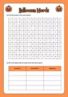 Vorschau - Arbeitsblätter - Halloween Words (Costumes, Decorations, Adjectives): Vocabulary (English) - Seite 1