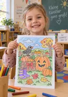 Vorschau - Arbeitsblätter - Kostenlose Ausmalbilder für Halloween für Kita Vorschule & Klasse 1 | Malvorlagen 4–7 Jahre | Feinmotorik & ruhige Beschäftigung - Seite 1